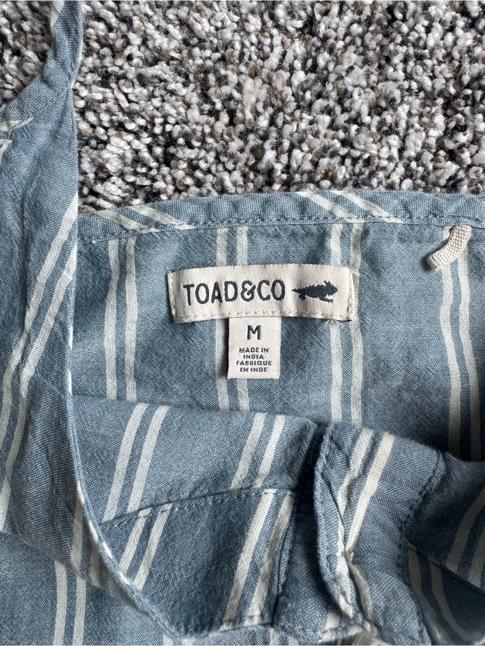 Toad&Co Women’s Striped Blue Button-Front Cami Top - Picture 3 of 4